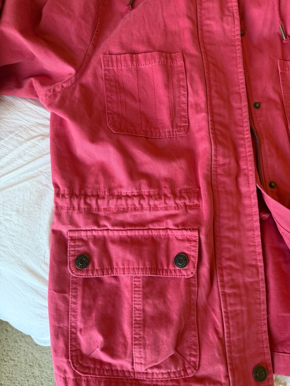✅Prince & Fox brand Hooded 100% cotton jacket in pink almost coral color. Wms L - Picture 5 of 13